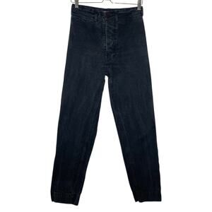 Jesse Kamm Washed Black Cotton Canvas Ranger Pants missing button - 6